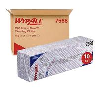 WypAll X80 Critical Clean Colour Coded Cleaning Cloths 7568 - Red Wiping Cloths - 10 Packs x 25 Heavy Duty Cleaning Wipes (250 total)