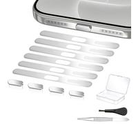 WYQLTD for iPhone 18 Pro Max Speaker Dust Cover & USB C Dust Plug, Silver | 6 PCS Metal Mesh Dust Cover + 4 PCS USB C Dust Cover, Brush, Tweezers, Cleaning Cloth & Case, Precision-Fit, Case-Friendly