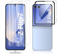 WYQLTD for Samsung Galaxy Z Flip 7 Screen Protector, 2 Pack Inner Flexible TPU Film & 1 Pack Outer Tempered Glass Screen Protector, Anti-Scratch, No Bubbles