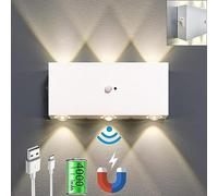 WYQSX LED Wall Light with Motion Sensor Indoor, 4000 mAh USB Rechargeable Battery Wall Lamp with Switch, Wall Light Without Power Connection, Wireless Hallway Lamp, Magnetic Wall Lighting