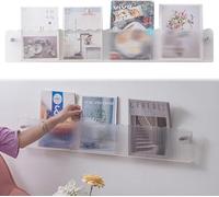 WYQXTY Acrylic Wall Mounted Floating Bookshelf Rack Acrylic Magazine Brochure Rack Floor Wall Mounted 70cm 100cm(100cm (39 3/8"))