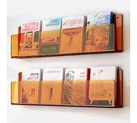 WYQXTY Acrylic Wall Mounted Floating Bookshelf Rack Acrylic Wall-Mounted Magazine Holder Brochure Rack Multicolor 40-120cm Width 1/2/3 Pack(2 Pack Orange,W 100cm/39.4IN)