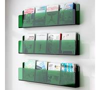 WYQXTY Acrylic Wall Mounted Floating Bookshelf Rack Acrylic Wall-Mounted Magazine Holder Brochure Rack Multicolor 40-120cm Width 1/2/3 Pack(3 Pack Green,W 80cm/31.5IN)