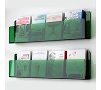 WYQXTY Acrylic Wall Mounted Floating Bookshelf Rack Acrylic Wall-Mounted Magazine Holder Brochure Rack Multicolor 40-120cm Width 1/2/3 Pack(2 Pack Green,W 60cm/23.6IN)