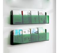 WYQXTY Acrylic Wall Mounted Floating Bookshelf Rack Acrylic Wall-Mounted Magazine Rack Multicolor 40-120cm 1/2/3 Tier(Green,LENGTH 80CM/31.5IN)