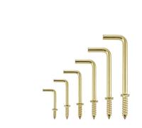 WYQXTY L Hook Screws L Shaped Hooks 20pcs Gold Multiple Sizes for Picture Frame Lamp Tool Curtain Wire Hangers(Length 38mm)