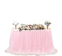 WYQXTY Rectangular Table Skirt, Party Wedding Tulle Mesh Table Skirt 6FT 9FT(F,9FT(275cmx77cm))
