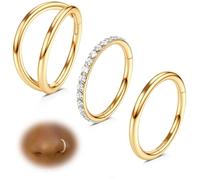 WYR 20G 18G 16G 14G Nose Rings Hoop: 3 Pcs Surgical Steel 7mm 8mm 9mm 10mm Septum Rings Clicker for Lip Cartilage Helix Tragus Conch Rook Daith Lobe Seamless Hoop Unisex Hinged Body Piercing Jewelry