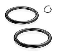 WYR Titanium Nose Rings Hoops: 2Pcs 20G 18G 16G Septum Clicker Cartilage Helix Daith Earring 6mm to 12mm Conch Piercing Jewelry Black Silver Gold, Metal, no gemstone