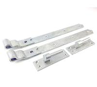 Wyre Direct Gate Hinges Cranked Hinges Design, Gate Hinges for Wooden Gates - Heavy Duty Stable Door Hinges, Hook and Band Gate Hinges for Secure Fittings - Galvanised Gate Hinges 400mm (16") 1Pair