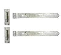 Wyre Direct Gate Hinges Straight 400mm 16" Pair Galvanised Heavy Duty Hook and Band Hinge