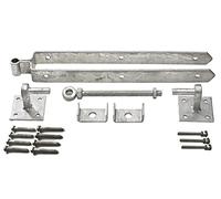 Wyre Direct Heavy Duty Galvanised Gate Hinge Set - 600mm Adjustable with 100mm x 100mm Hooks on Plate and Fittings for Shed, Gate, Garage & Barn, Stable Doors