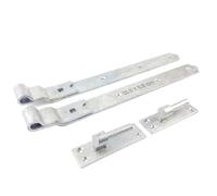 Wyre Direct Heavy Duty Galvanised Gate Hinges For Garden Shed Gate Latch, Door Hinges For Wooden Shed Gate, Hook And Band Gate Hinges, Cranked Hinges - Alloy Steel, Silver, 900mm, 36" (1 Pair)