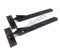 Wyre Direct Heavy Duty Hinges for Wooden Gates - Adjustable Hook & Band - 450mm 18" Black 1 Pair