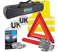 WYRELINE 6 Pcs European Driving Kit | Eurolites Headlight Deflectors For Europe | Warning Triangle, Hi-Vis Vest, UK Plate Magnet + Sticker, Rubber Grip Gloves | EU and France Driving Kit 2026