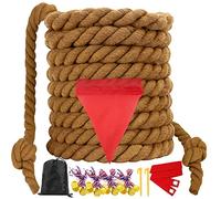 WYRJXYB Field Day Tug a War Rope Games 60FT for Kids and Adult, Outdoor Outside Activities Carnival Easter Game for Kids Family Reunion Birthday Party Lawn Picnic Yard Game for Team Building, Brown