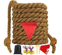 WYRJXYB Sports Day Kit Outdoor Games 6M Tug of War Rope for Kids and Adults, Garden Field Day Family Reunion Birthday Party Game, Camping Picnic Easter Fun Game, Outside Yard Carnival Games,Brown