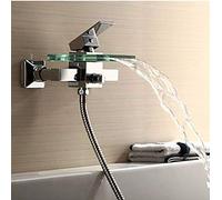 WYRKYP Sink Tap Bathroom Sink Tap Kitchen Sink Tap Brass Bath Shower Faucets Square Wall Mounted Waterfall Faucet Glass Spout Bath Shower Tap Mixer Bathtub Faucet