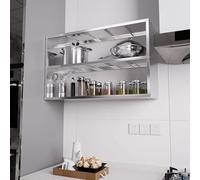 WYRNOBRX 63In Stainless Steel Wall Cabinet, Garage Cabinets Wall Mounted with Anti-Drop Structure, Multi-Use Organizer Kitchen Shelving Unit for Microwave, Dishes & Cookware,Silver,L60*H75*W30