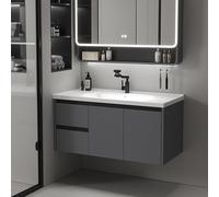 WYRNOBRX Bathroom Vanity with Ceramic Sink, Farmhouse Undermount Vanity Sinks Cabinet with 2 Doors, Cabinet with Wash Basin Combo Set, Floating Large Storage Cabinet Grey,Gray,L70*H40*W47