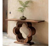 WYRNOBRX Chinese-Style Solid Wood Entryway Table with Storage Top Behind Couch Table Floral-Patterned Openwork Narrow Entryway Tables Living Room Decor for Hallway,Brown,L160*H80*W35