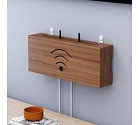WYRNOBRX Router Shelf Wall Mount Wifi Router Box Hider Modem Cover with Cable Management Power Strip Organizer Storage Box Multiple Cable Holes Decorative Home White Large,Brown,L16*H8*W4