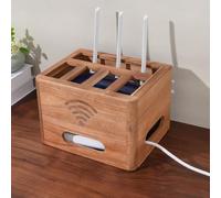 WYRNOBRX Router Shelf Wifi Storage Box Router Storage Case Router Cover Shelf Modem Router Cover Cable Management Hider Rack by Solid Wood Need Assembly Decorative Home,Natural/A