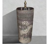 WYRNOBRX Vintage Pedestal Sink with Tap&Drain 31.5 Inch Ceramic Freestanding Sinks Large Wash Basin Floor-Standing Lavatory for Bathroom Kitchen Hotel Easy Install,E,L16*H31*W16