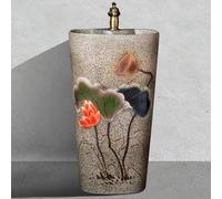 WYRNOBRX Vintage Pedestal Sink with Tap&Drain 31.5 Inch Ceramic Freestanding Sinks Large Wash Basin Floor-Standing Lavatory for Bathroom Kitchen Hotel Easy Install,J,L16*H31*W16