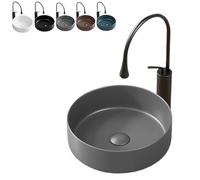 WYRNOBRX White Bathroom Sink 12 Inch Round Wash Basin Above Counter Ceramic Small Sinks Bowl Modern Wash Hand Basin for Bathrooms Home Restaurant No Accessories Included,Gray,L14*W14*H5