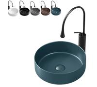 WYRNOBRX White Bathroom Sink 12 Inch Round Wash Basin Above Counter Ceramic Small Sinks Bowl Modern Wash Hand Basin for Bathrooms Home Restaurant No Accessories Included,Green,L14*W14*H5