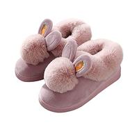 WYSFLY Girls Lovely Bunny Slippers Womens Memory Foam Slippers Cozy Plush Warm Indoor Home Shoes Dark Pink 1.5/2.5 UK