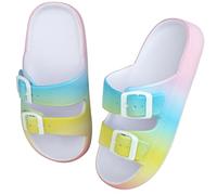 WYSFLY Kids Cloud Slides Boys Girls Adjustable Double Buckle EVA Flat Sandals Summer Pillow Slippers Shower Beach Pool Sliders Multicolor 13.5 UK Little Kid