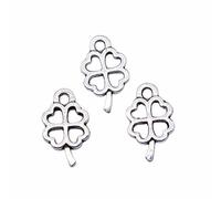 WYSIWYG 100pcs 10x6mm Four Leaf Clover Charms Antique Silver Color Zinc Alloy