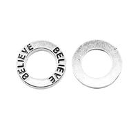WYSIWYG 10pcs 14mm Believe Circle Charms Antique Silver Color Zinc Alloy