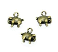 WYSIWYG 10pcs 14x14x5mm 3D Pig Charms Antique Bronze Color Zinc Alloy