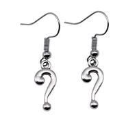WYSIWYG 1pair 18x8mm Question Mark Charms Earrings Antique Silver Color Zinc Alloy Earring Size 18X19Mm