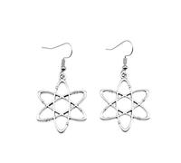 WYSIWYG 1pair 33x26mm Physics Chemistry Atomic Structure Charms Earrings Antique Silver Color Zinc Alloy Earring Size 18X19Mm