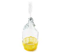 WYSKONT Enghals Balloon Bottle with Swing Top, Protective Basket, Airlock and Stopper for Wine Making, Fermentation, Drinks Storage, Clear Glass, 1 Piece x 5 Litre