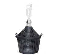 WYSKONT Slim Mouth Basket Bottle with Stopper, Airlock and Plastic Basket, Wine Making Home Brewing Kit, Easy to Carry and Clean, 15L Capacity