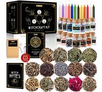 Wyspell Witchcraft Supplies Kit for Witch Altar 54PCS - Spell Candles Witches Crystals Jars Herbs Spells Beginner Box Starter Kit, Green