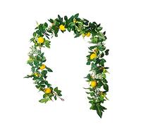 WYSRJ Artificial Lemon Garland, 6Ft Faux Greenery Vine with Fake Yellow Lemon Spring Artificial Fruit for Front Door Wall Decoration