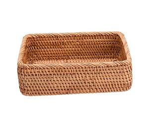 WYSRJ Natural Rattan Storage Baskets, Rectangular Woven Fruit Baskets, Woven Basket Organization and Storage Countertop Living Room Home Decor