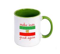WYSTEN Make Iran Great Again Stoneware Coffee Mugs 350ml, Gloss Ceramic Stoneware Latte Cappuccino Cups, Home Decor Kitchen Accessory Designed, Mug(Green)