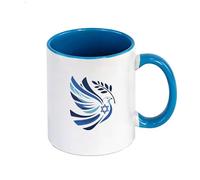 WYSTEN Peaceful Israel Ceramic Mugs 350ml, 350ml Large Capacity Handled Cup for Coffee/Tea, Home Decor Kitchen Accessory Designed, Mug(Blue)