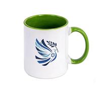 WYSTEN Peaceful Israel Ceramic Mugs 350ml, 350ml Large Capacity Handled Cup for Coffee/Tea, Home Decor Kitchen Accessory Designed, Mug(Green)