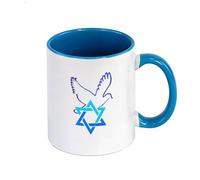 WYSTEN Peaceful Israel Ceramic Mugs 350ml, Hot Chocolate Cups Colourful Mug with Handle, for Cappuccino, Latte, Hot Cocoa Or Hot Tea, Mug(Blue)