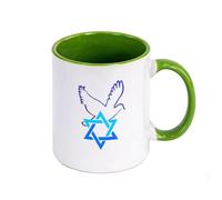 WYSTEN Peaceful Israel Ceramic Mugs 350ml, Hot Chocolate Cups Colourful Mug with Handle, for Cappuccino, Latte, Hot Cocoa Or Hot Tea, Mug(Green)