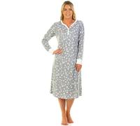 Wysteria Lane Animal Print Cotton Rich Long Sleeve Nightdress (Heather Grey, Large, UK: 16-18 EU: 44-46)