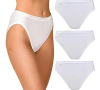 Wysteria Lane Bamboo Comforts Women’s High Leg Briefs 3 Pack, White, UK12 / EU40, Bamboo-Cotton Stretch Knickers, Soft Breathable Medium Coverage Underwear